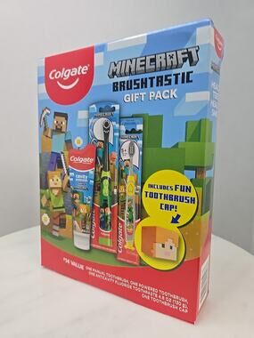 Colgate Minecraft Brushtastic 3pc Gift Pack W/Electric Toothbrush Exp 7/27